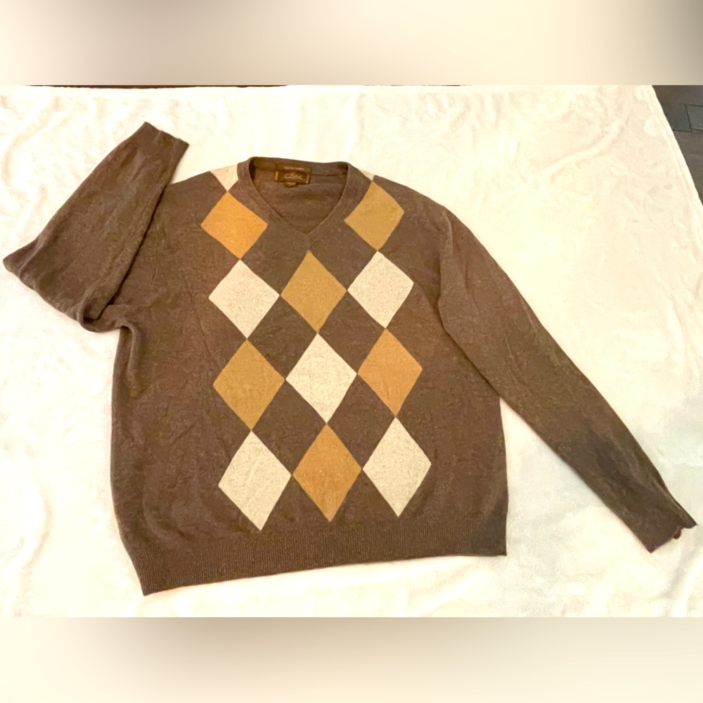 Men’s 100% cashmere argyle sweater - Lasso Elba
